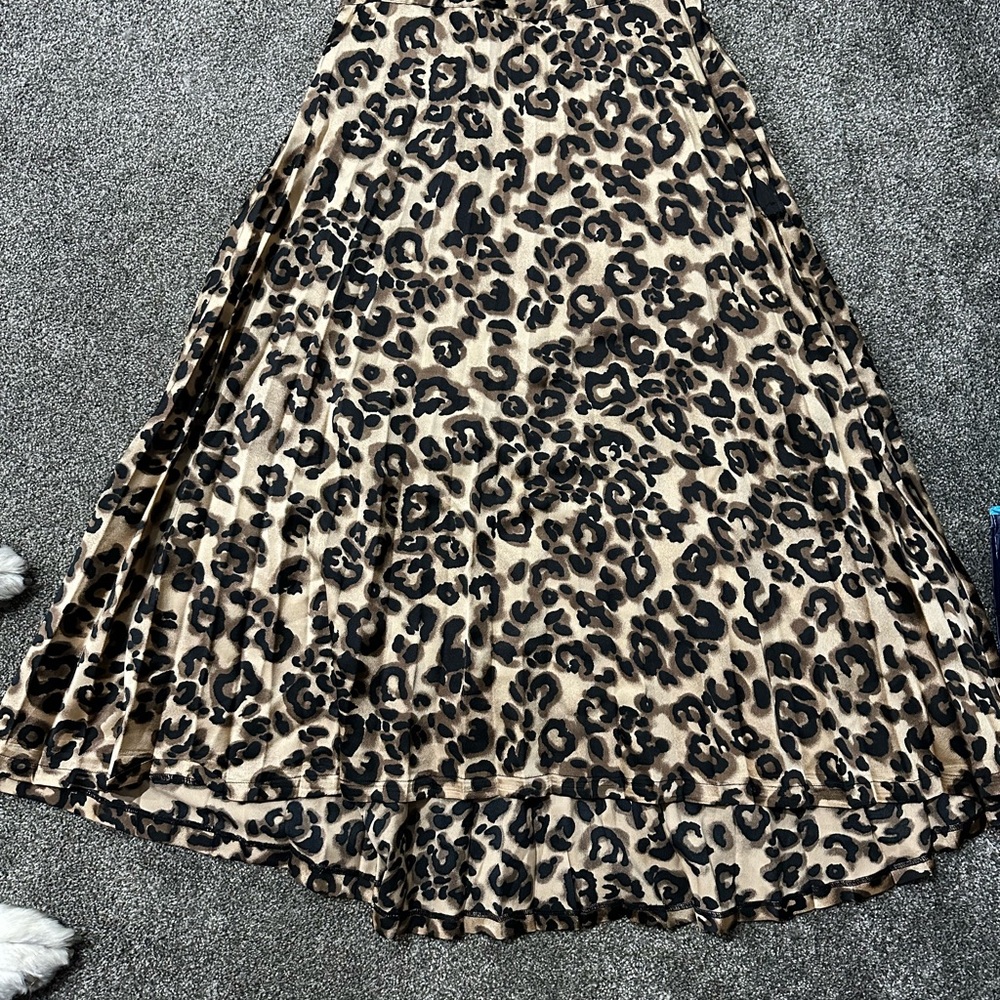 J.O.A. Leopard Print A-Line Skirt